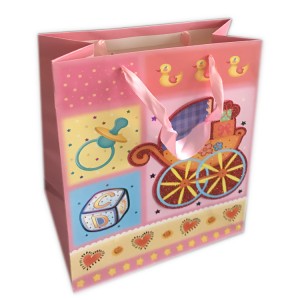 Baby Thema mit 3D Babywagen Geschenktüte